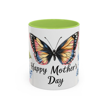 Mother's Day Butterfly Floral Coffee Mug – "Happy Mother's Day" Accent Mug (11/15 oz)