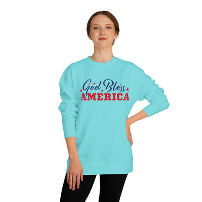 God Bless America Crewneck Sweatshirt – Patriotic USA Flag Tee for 4th of July