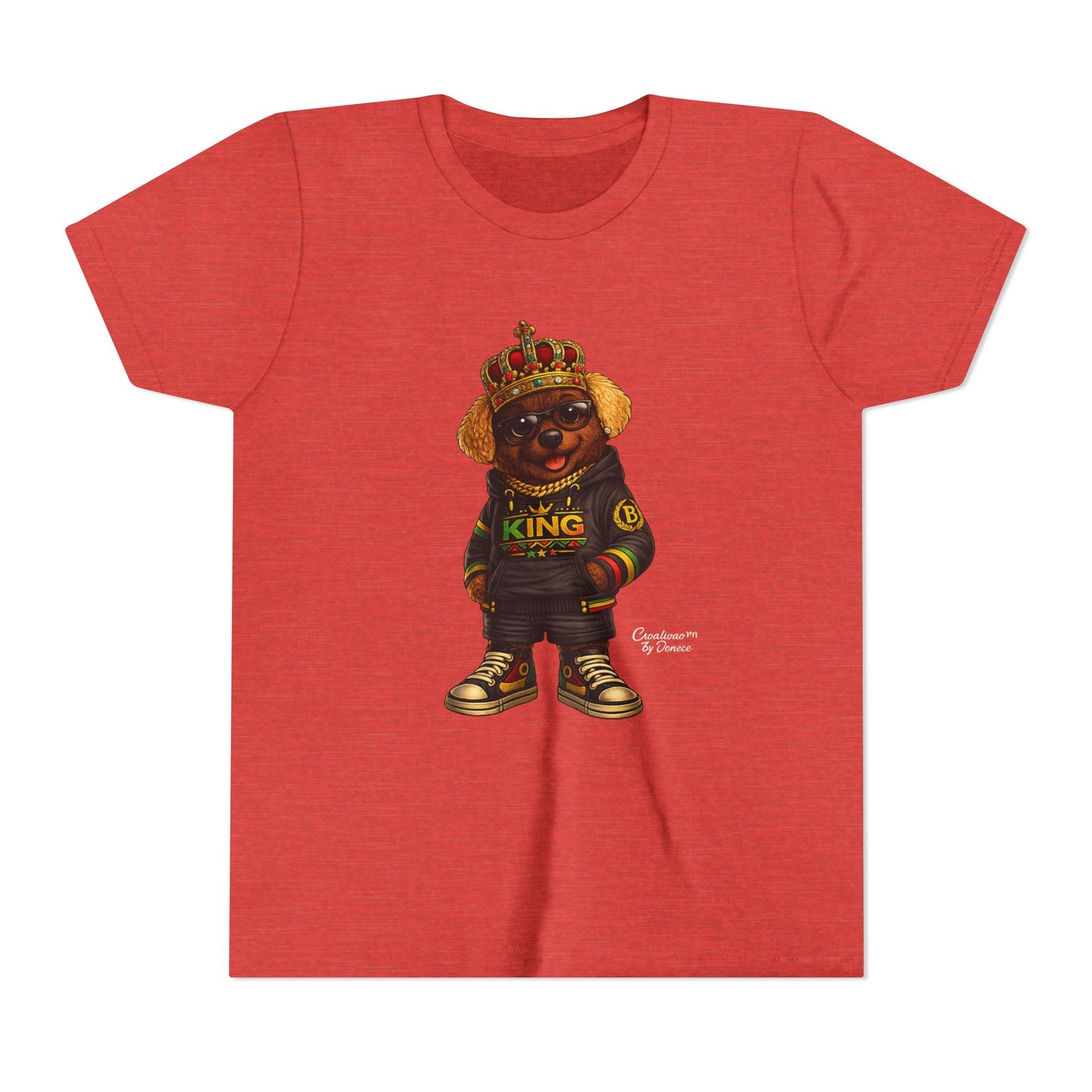 Youth Tee — 'Lil King' Crowned Bear Graphic Shirt
