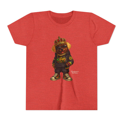 Youth Tee — 'Lil King' Crowned Bear Graphic Shirt