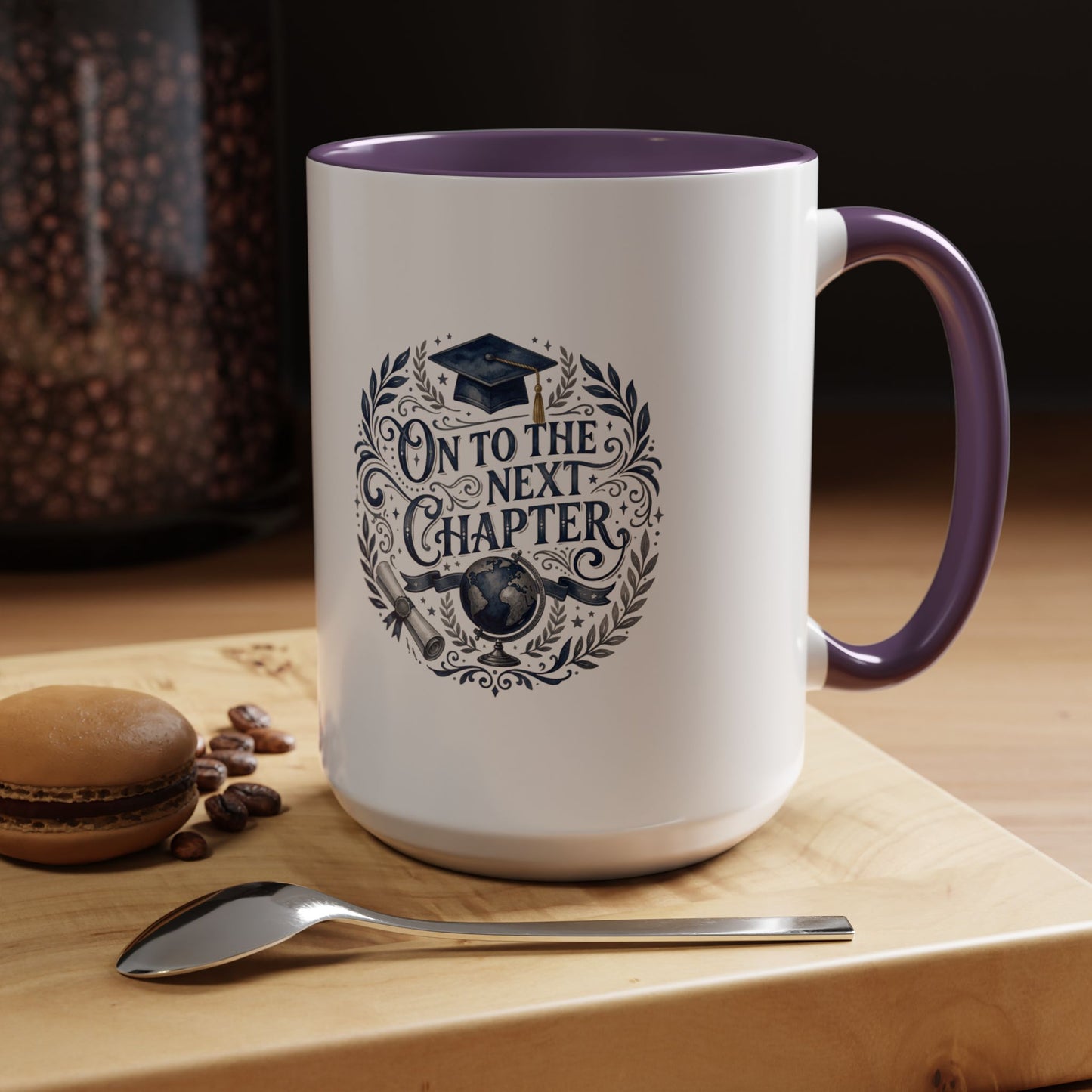Graduation Coffee Mug — "On to the Next Chapter" Ceramic Accent Mug