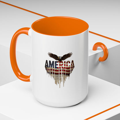 America Eagle Flag Accent Coffee Mug – Patriotic 11/15oz Ceramic