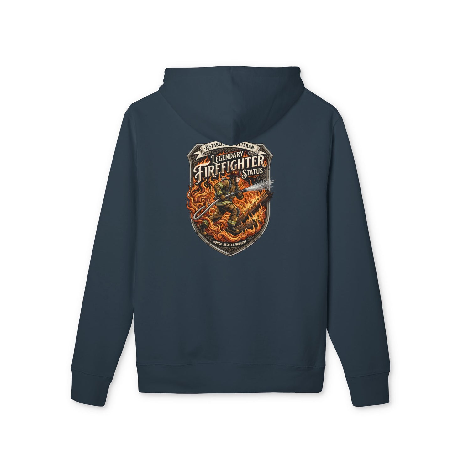 Firefighter Shield Hoodie — Legendary Firefighter Vintage Emblem
