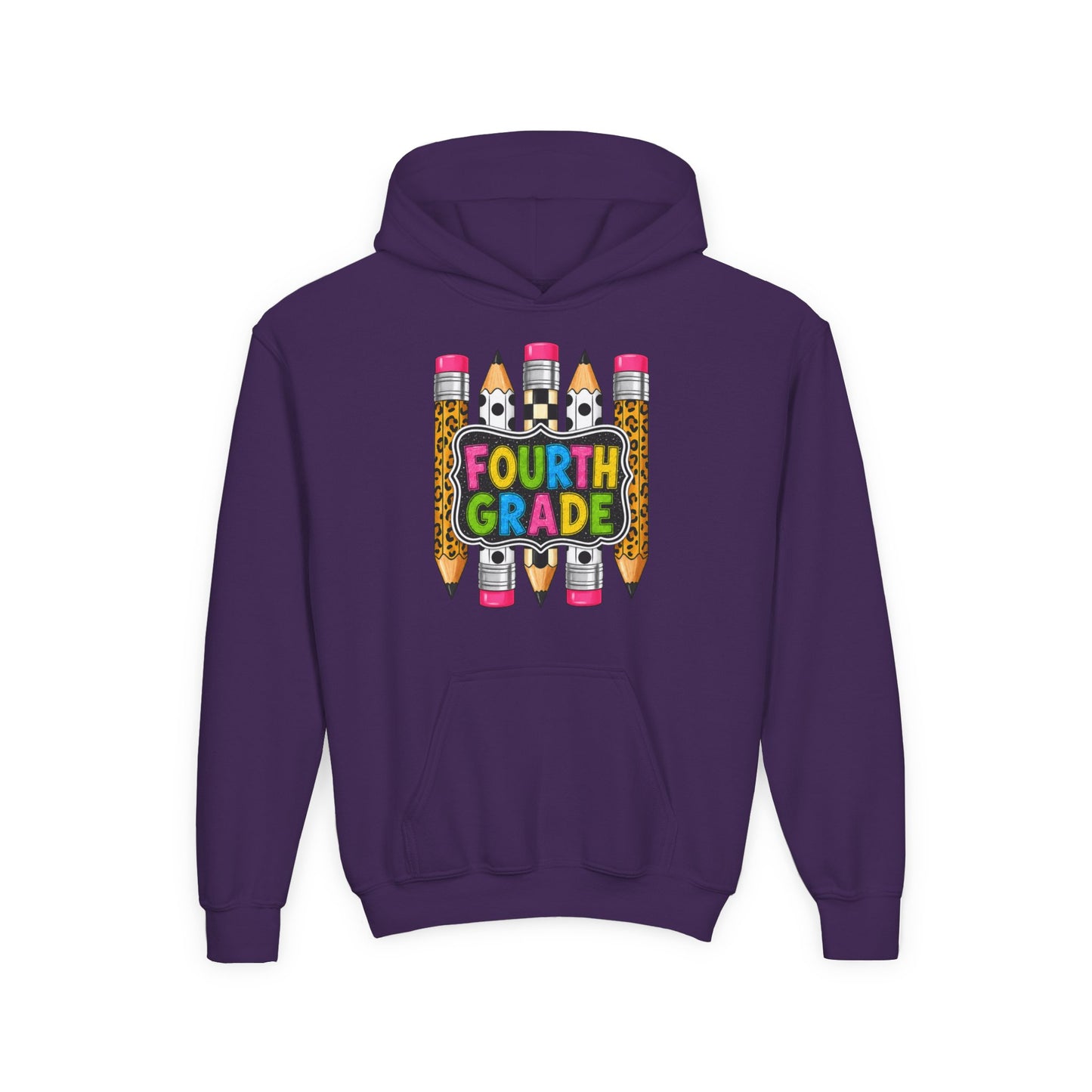 Fourth Grade Kids Hoodie — Colorful Pencil School Sweatshirt