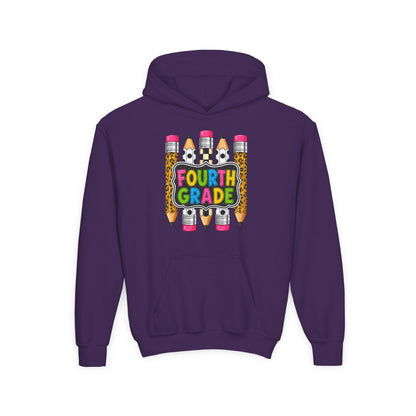Fourth Grade Kids Hoodie — Colorful Pencil School Sweatshirt