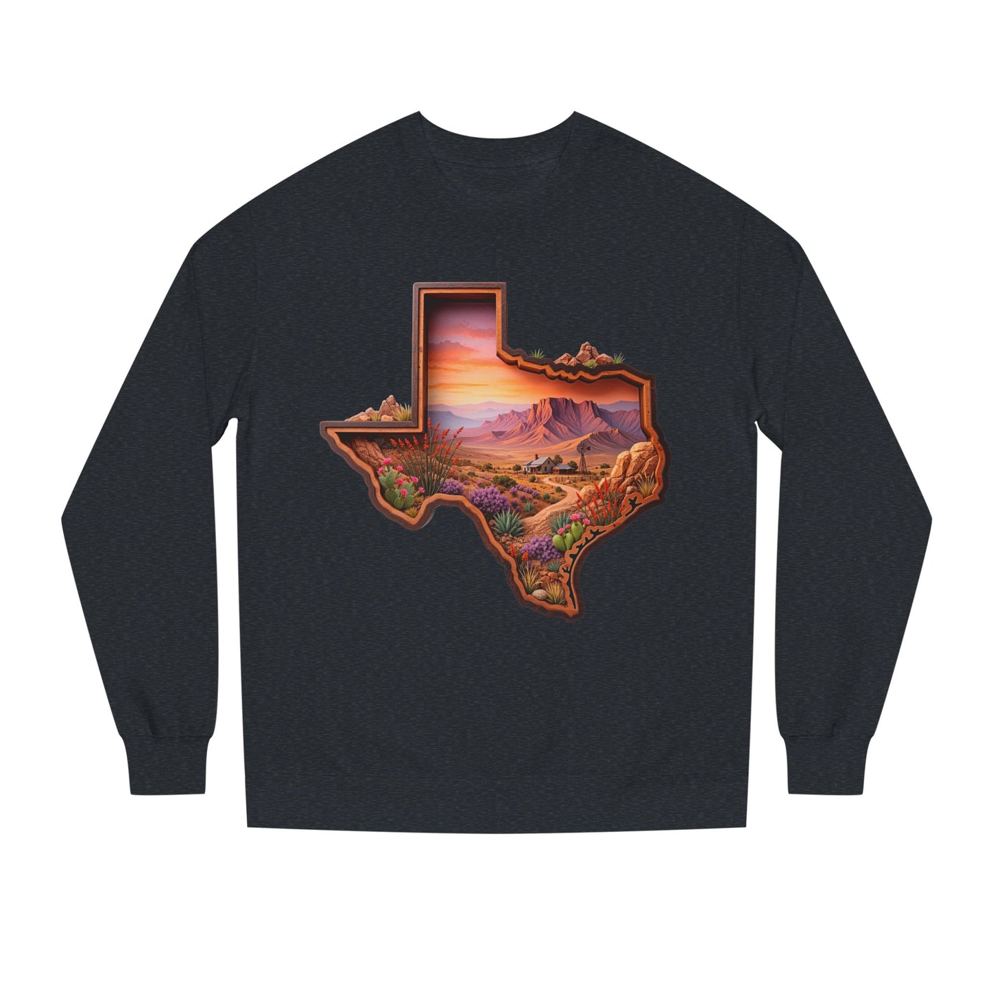Texas Sunset Crewneck Sweatshirt — Scenic Lone Star State Landscape