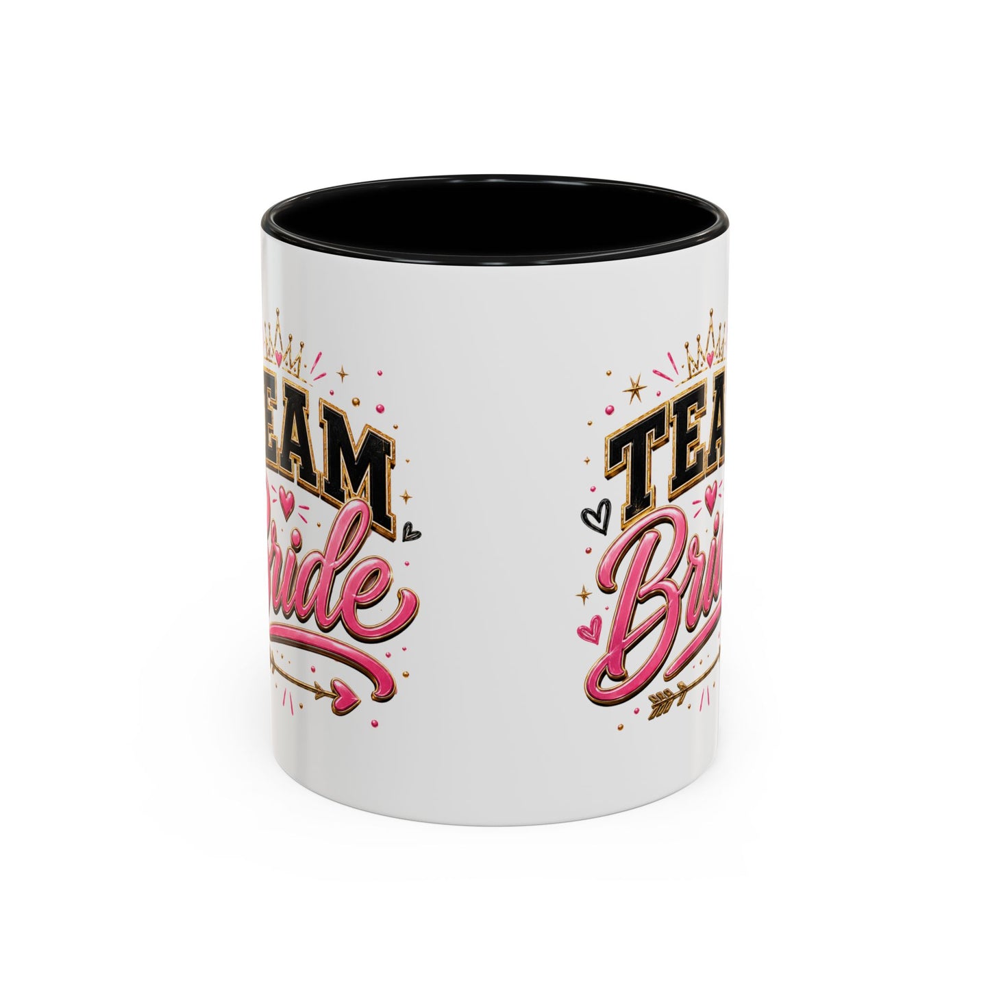 Team Bride Accent Coffee Mug — Pink & Gold Bachelorette Bridal Shower Gift (11/15 oz)