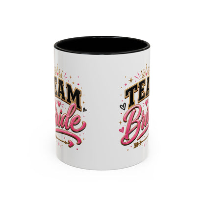 Team Bride Accent Coffee Mug — Pink & Gold Bachelorette Bridal Shower Gift (11/15 oz)