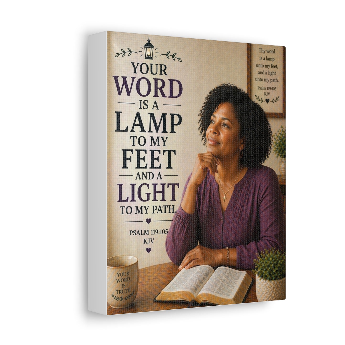 Stretched Canvas - "Your Word Is a Lamp to My Feet" Inspirational Scripture Wall Art (Psalm 119:105)