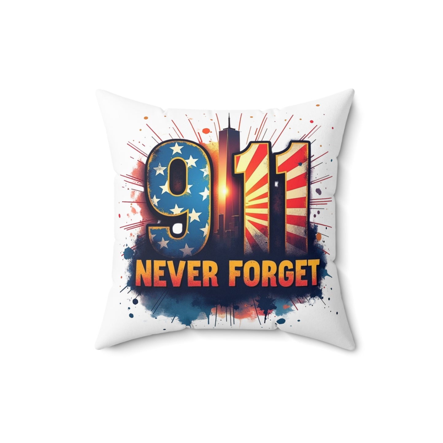 9/11 Never Forget Throw Pillow – Memorial American Flag Tribute