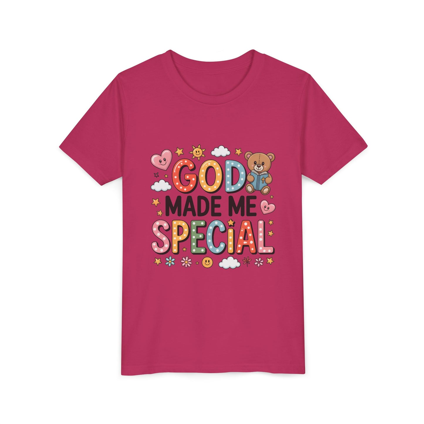 Youth Tee — "God Made Me Special" Cute Christian Kids T-Shirt
