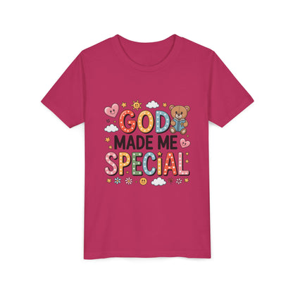 Youth Tee — "God Made Me Special" Cute Christian Kids T-Shirt