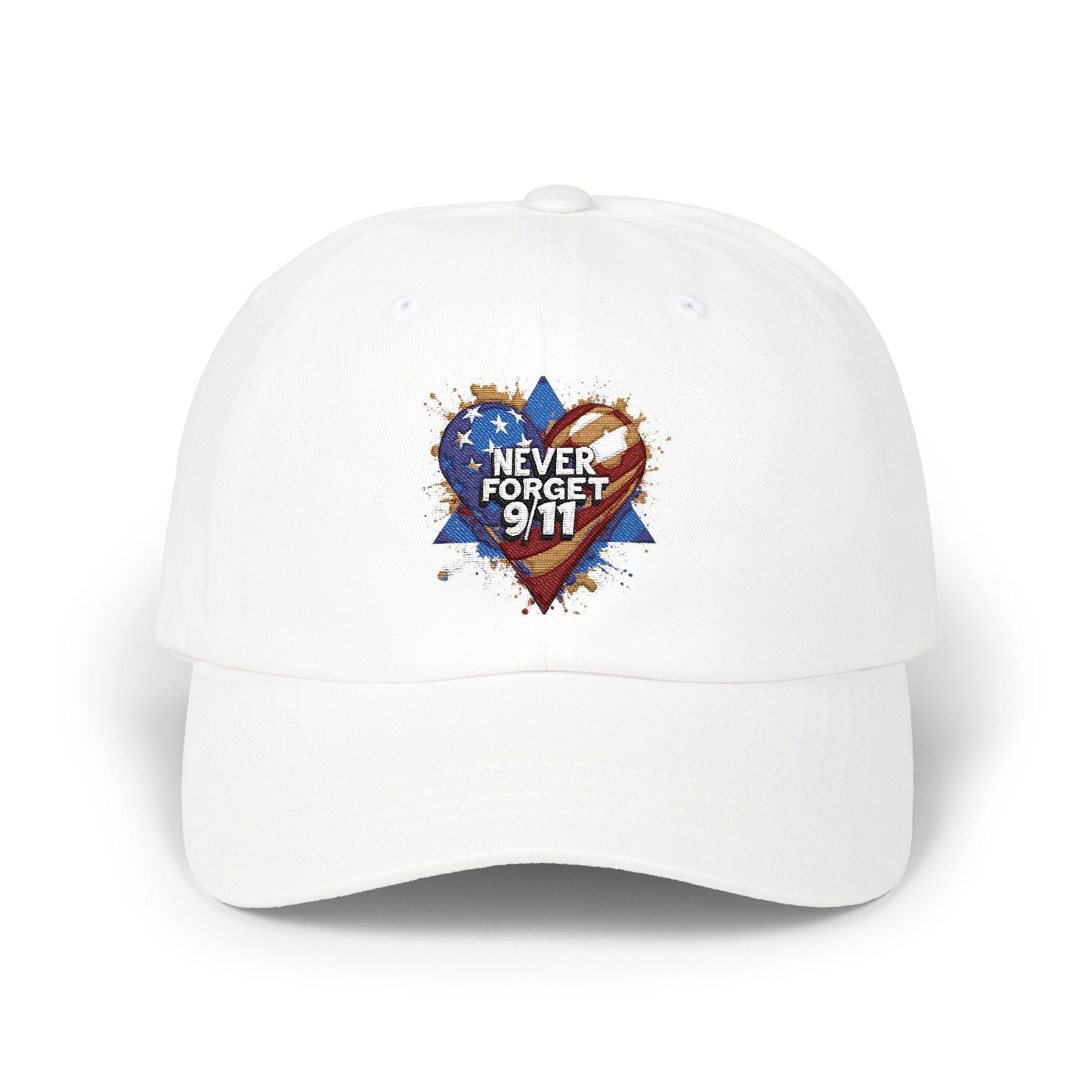 Dad Cap - "Never Forget 9/11" Heart American Flag Tribute Cap