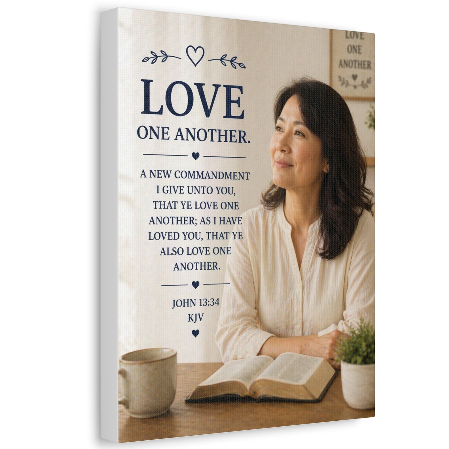 Love One Another - John 13:34 KJV Canvas Wall Art