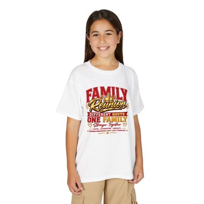 Family Reunion Youth T-Shirt — "Different Roots One Family" Kids Reunion Tee