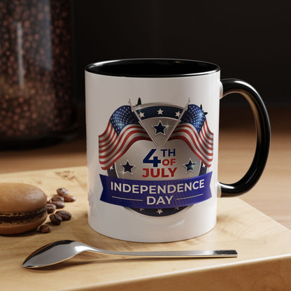 4th of July Independence Day Coffee Mug - Patriotic American Flag Accent