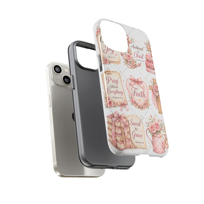 Faith Floral Phone Case – Christian Inspirational Scripture iPhone Cover (Choose Joy, Pray, Faith)