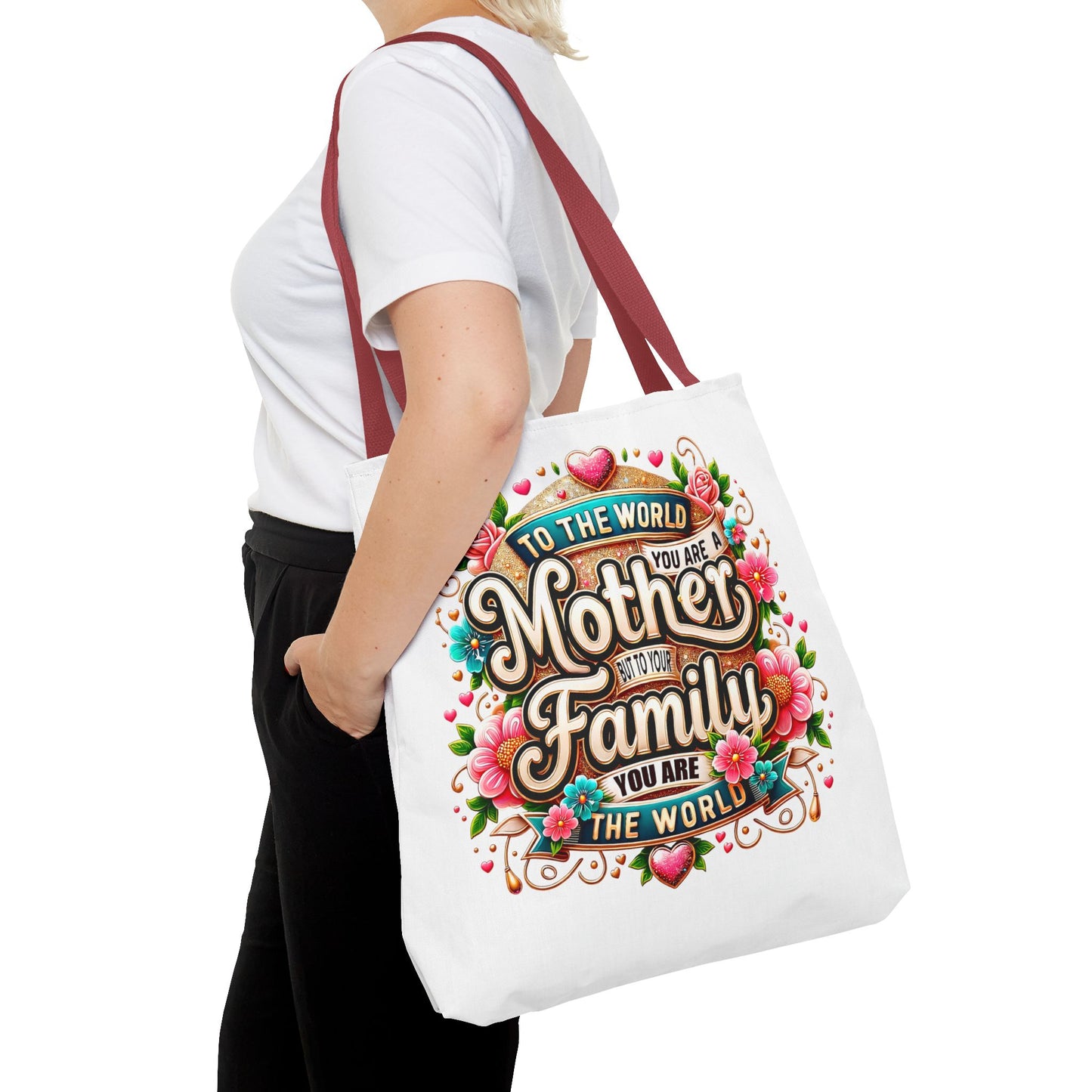 Mother & Family Floral Tote Bag — "To the world you are a Mother" Gift Tote