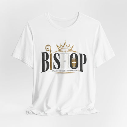 Bishop Graphic Tee — 'BISHOP' Crown & Crosier Church Leadership Shirt