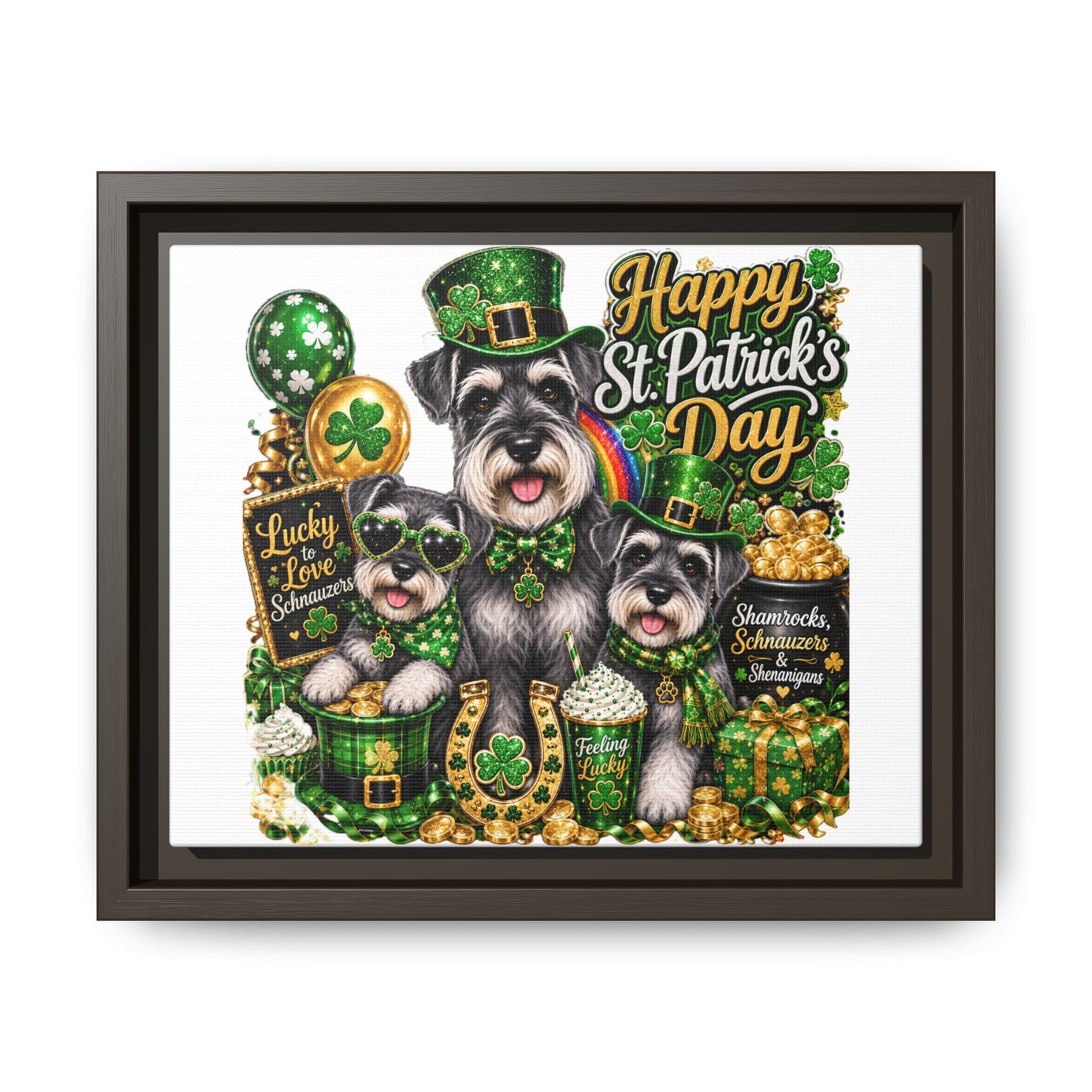 Happy St. Patrick's Day Schnauzer Canvas Print