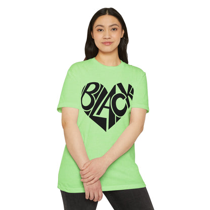 Black Heart T-Shirt – Bold Typography Heart Graphic