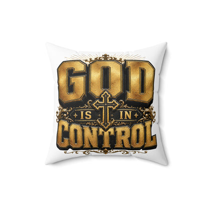 God Is In Control Decorative Pillow — Faith Christian Square Throw Pillow