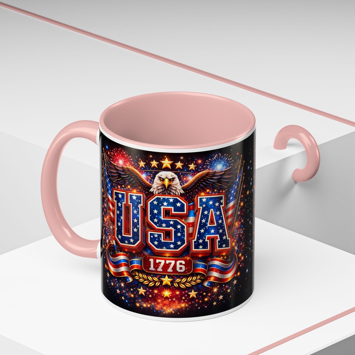 USA Eagle Coffee Mug – Patriotic 1776 Accent Mug (11/15oz)