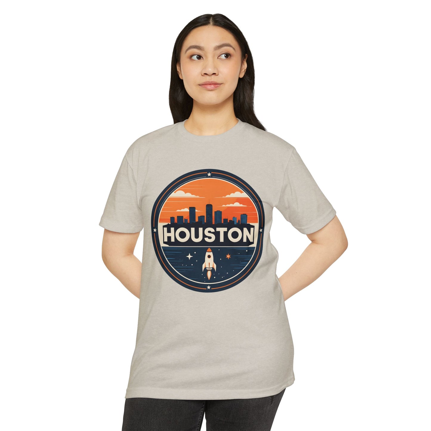 Houston Rocket City T-Shirt — Retro Skyline Space Graphic Tee