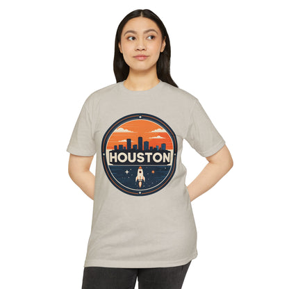 Houston Rocket City T-Shirt — Retro Skyline Space Graphic Tee