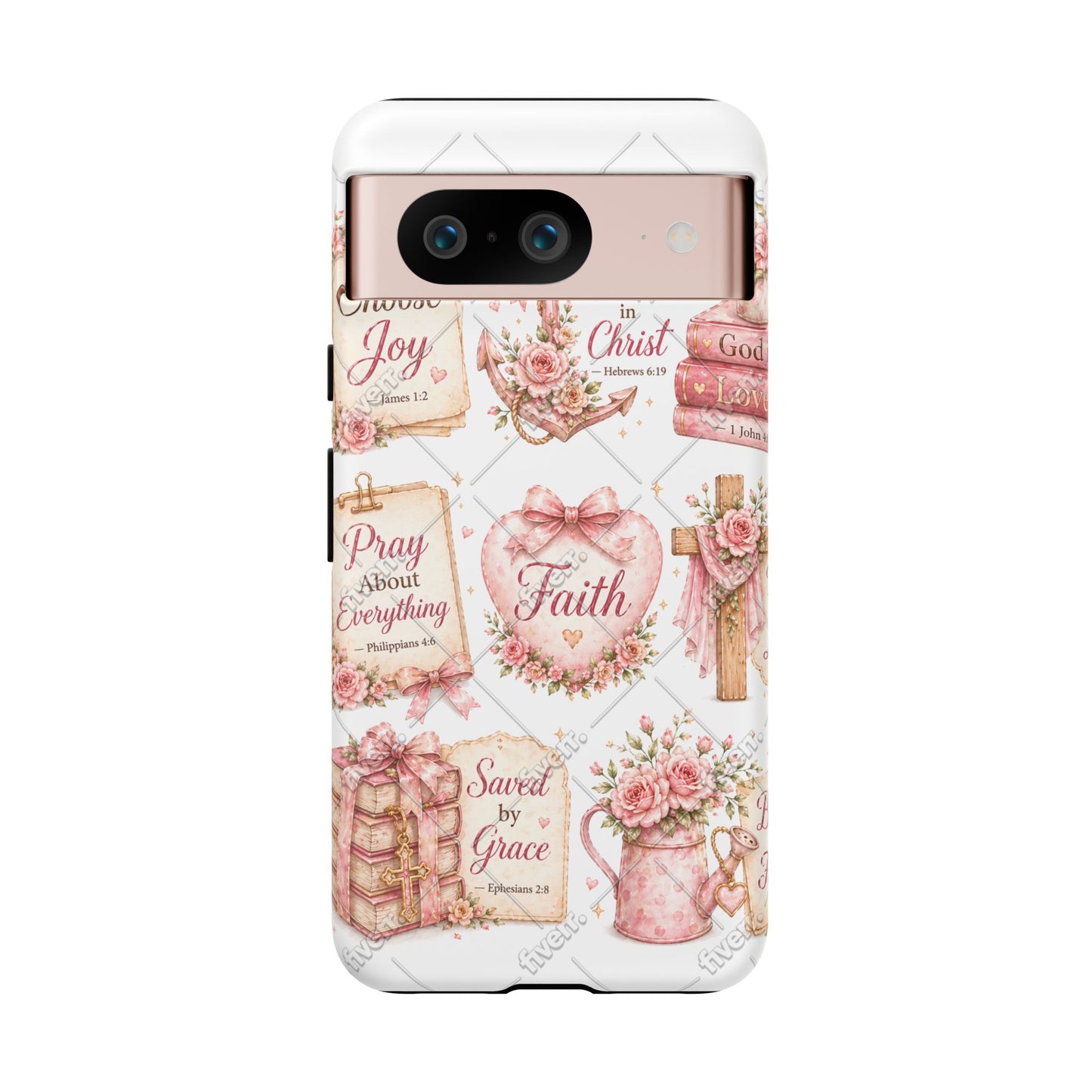 Faith Floral Phone Case – Christian Inspirational Scripture iPhone Cover (Choose Joy, Pray, Faith)