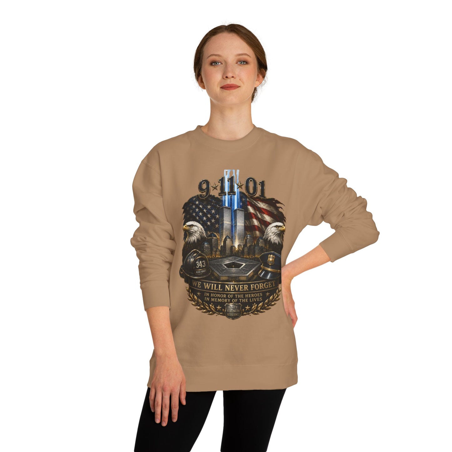 9/11 Memorial Sweatshirt — We Will Never Forget Tribute Crewneck