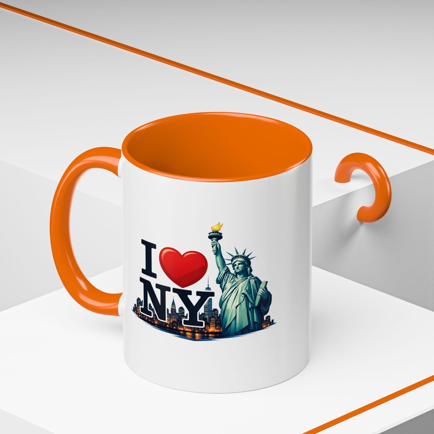 I  NY Statue of Liberty Accent Coffee Mug – New York City Souvenir (11/15 oz)