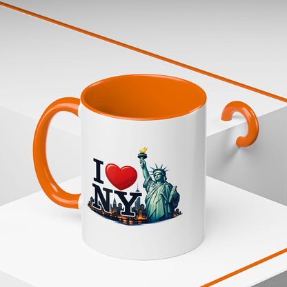 I  NY Statue of Liberty Accent Coffee Mug – New York City Souvenir (11/15 oz)