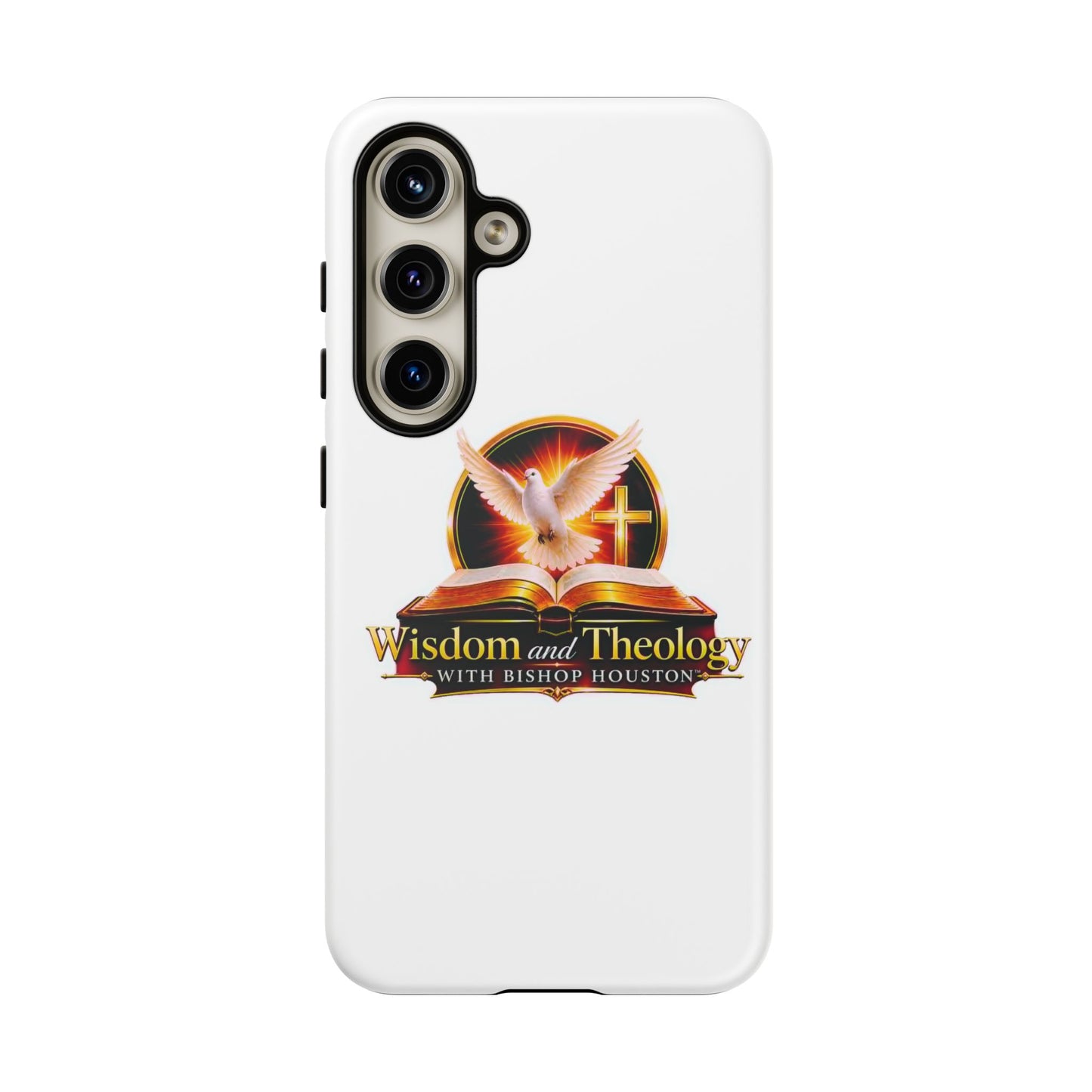 Wisdom and Theology Phone Case — Christian Dove & Cross Protective Tough Case