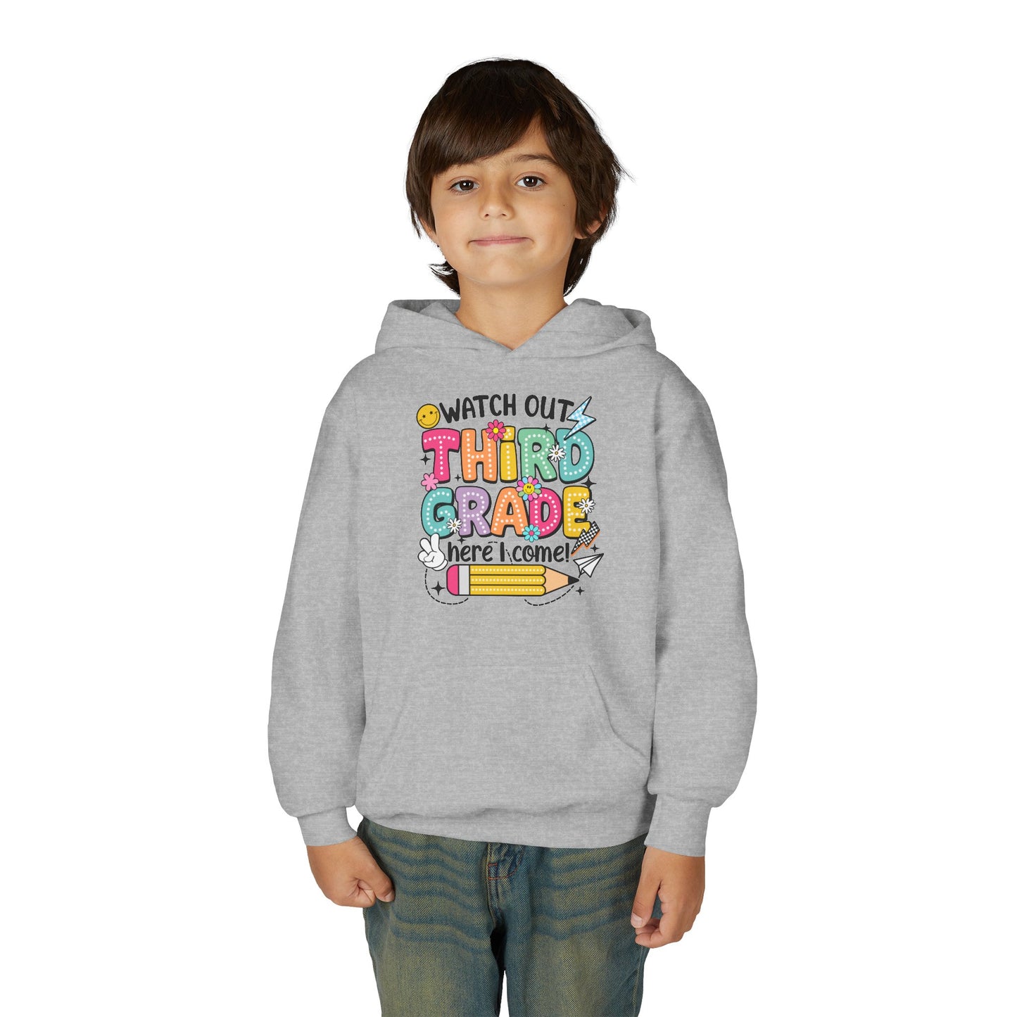 Kids "Watch Out Third Grade Here I Come" Hoodie - Back-to-School 3rd Grade Sweatshirt