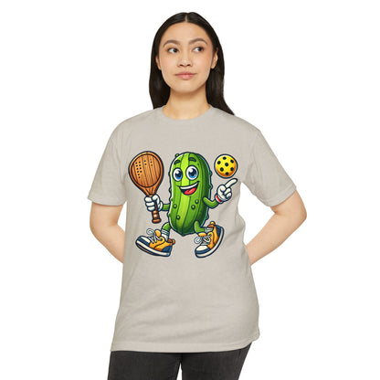 Pickle Pickleball T-Shirt – Cute Pickle Playing Pickleball Graphic Tee