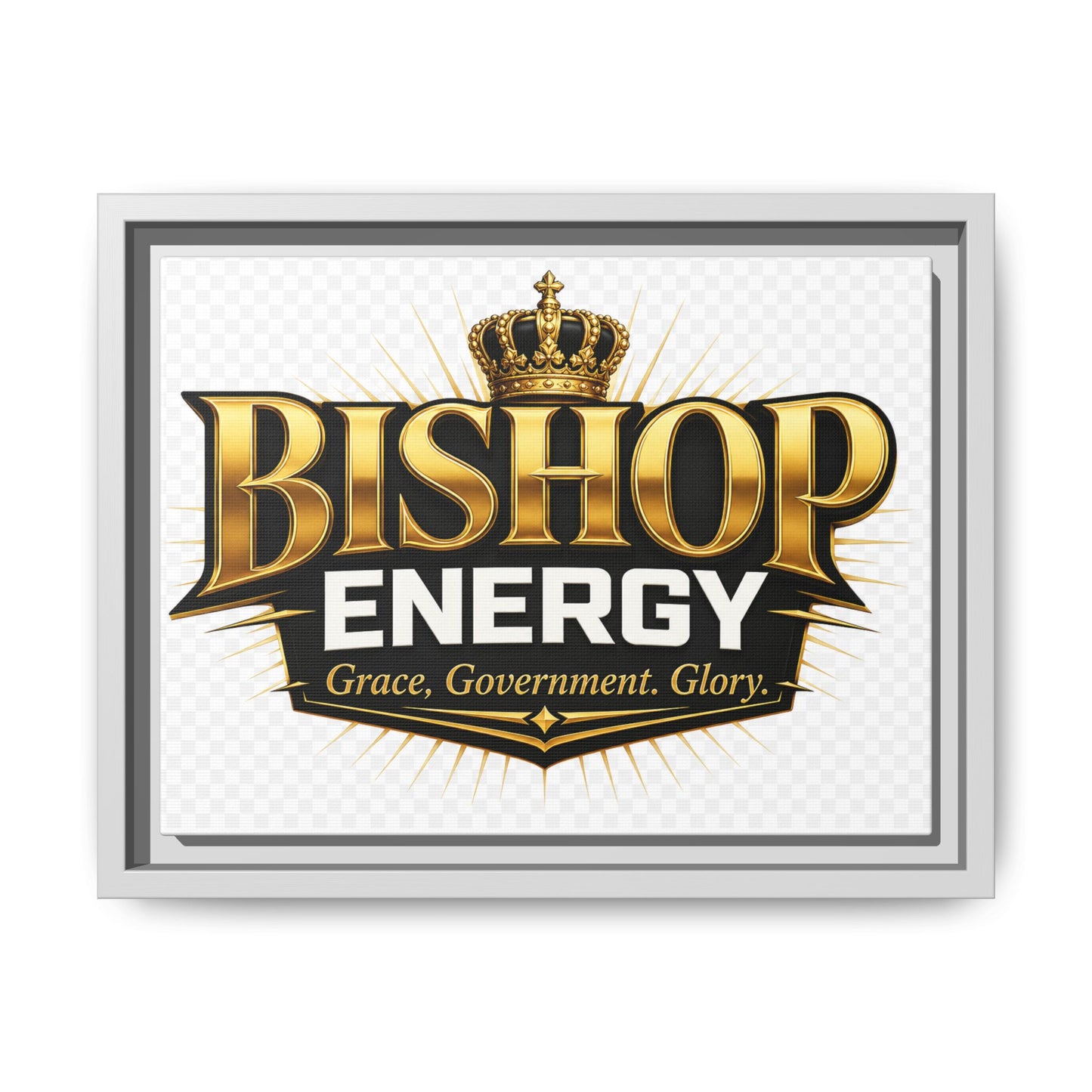 Framed Canvas Art - "Bishop Energy" Gold Crown Logo (Matte)