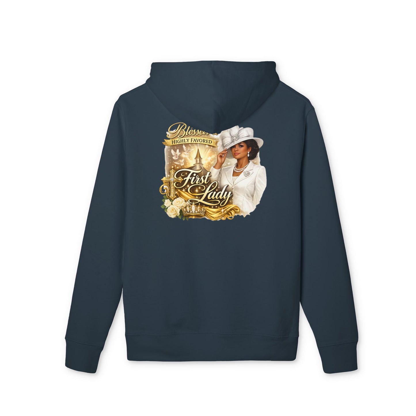 First Lady Portrait Hoodie — Elegant Gold Rose Graphic