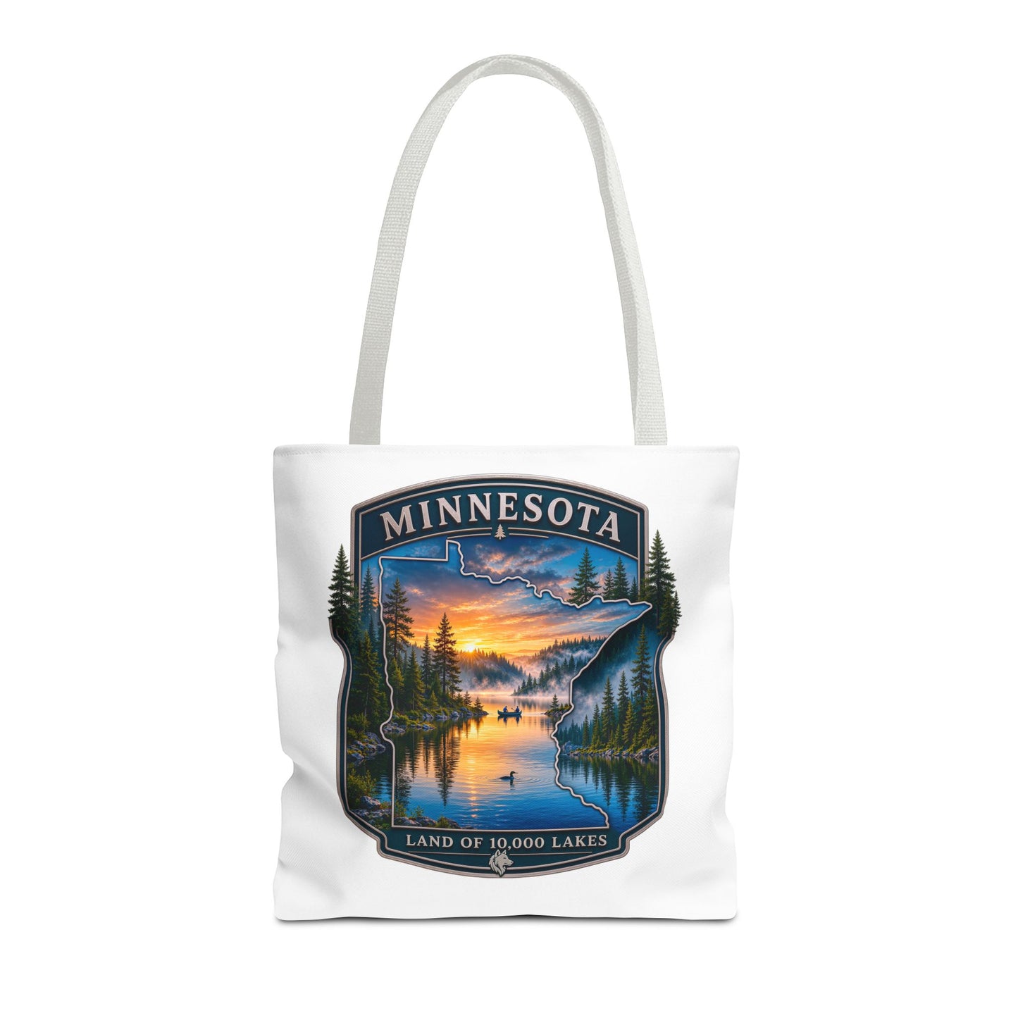 Minnesota Scenic Tote Bag — 'Land of 10,000 Lakes' Sunset Lake Design