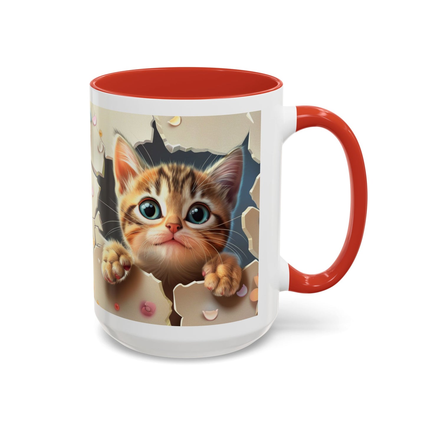 Cute Peekaboo Kitten Accent Coffee Mug — Cat Lover Gift (11/15oz)