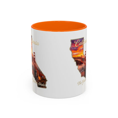 California State Shape Accent Mug – Golden Gate Sunset Coffee Cup (11/15oz)