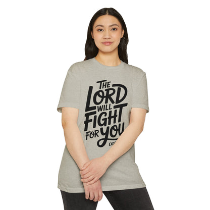 The Lord Will Fight For You T-Shirt — Inspirational Christian Scripture Tee (Exodus 14:14)