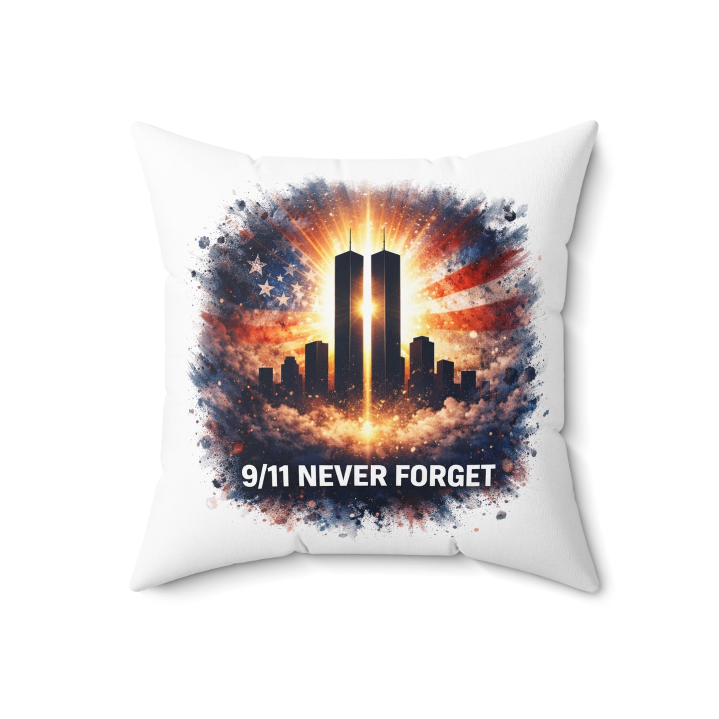 9/11 Never Forget Memorial Pillow — Twin Towers Tribute Throw Pillow