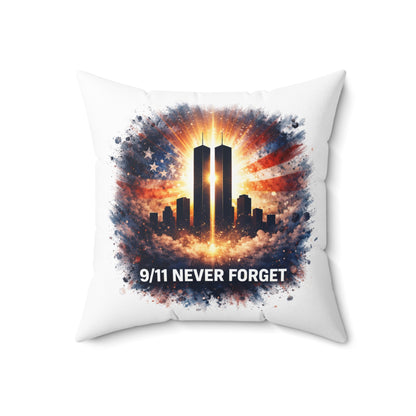 9/11 Never Forget Memorial Pillow — Twin Towers Tribute Throw Pillow