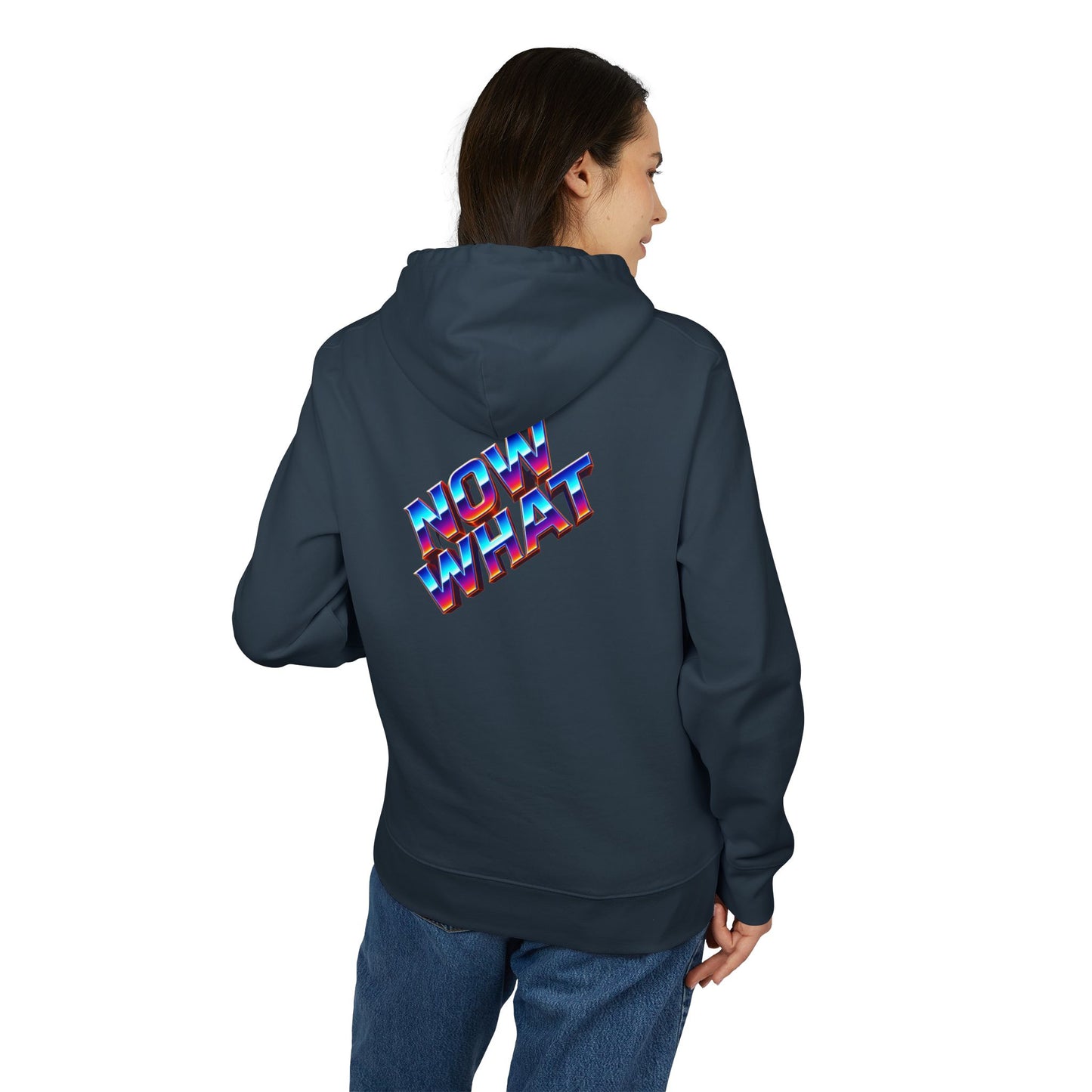 Now What Hoodie — Retro 3D Text Graphic Pullover