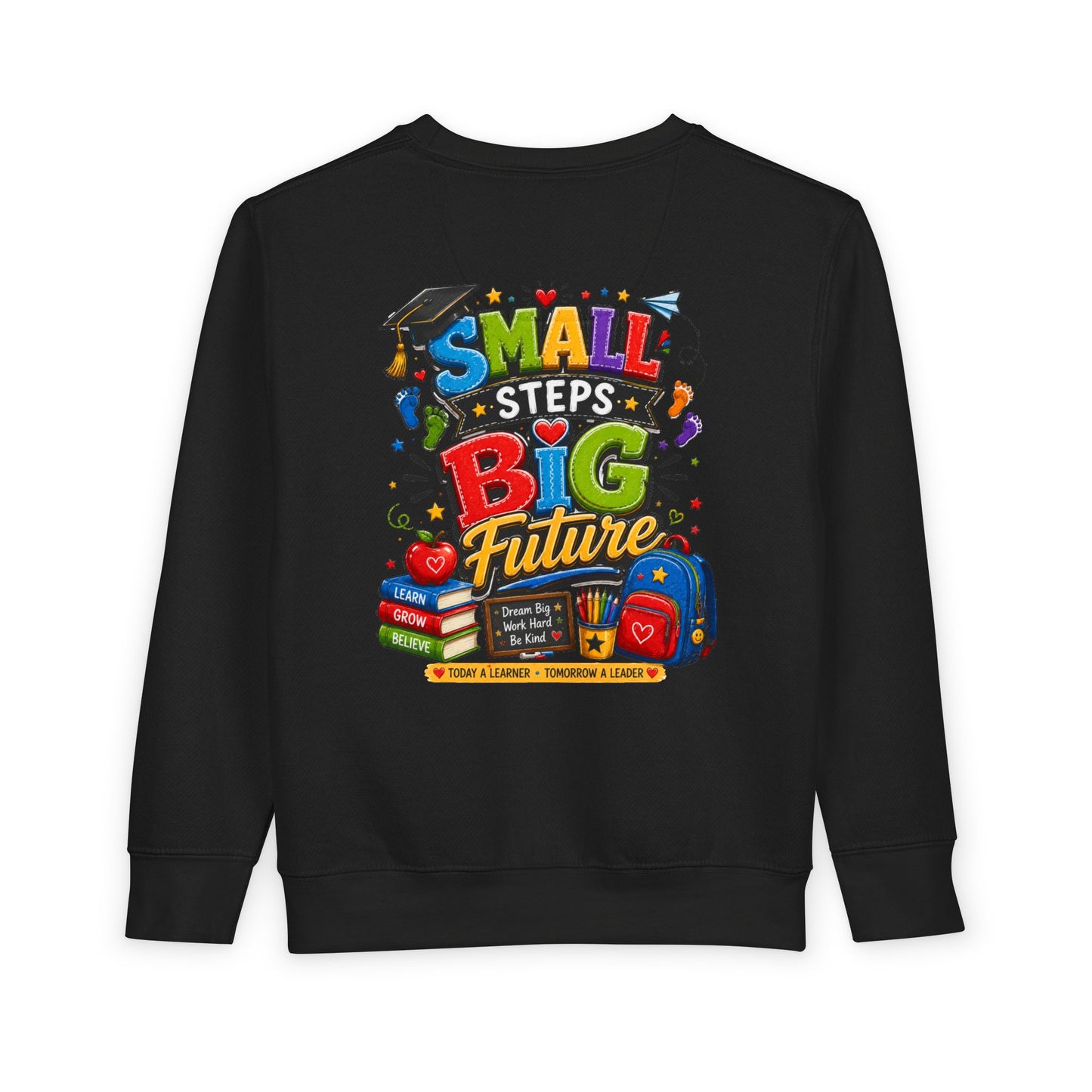 Toddler Sweatshirt - "Small Steps Big Future" Back-to-School Kids Crewneck