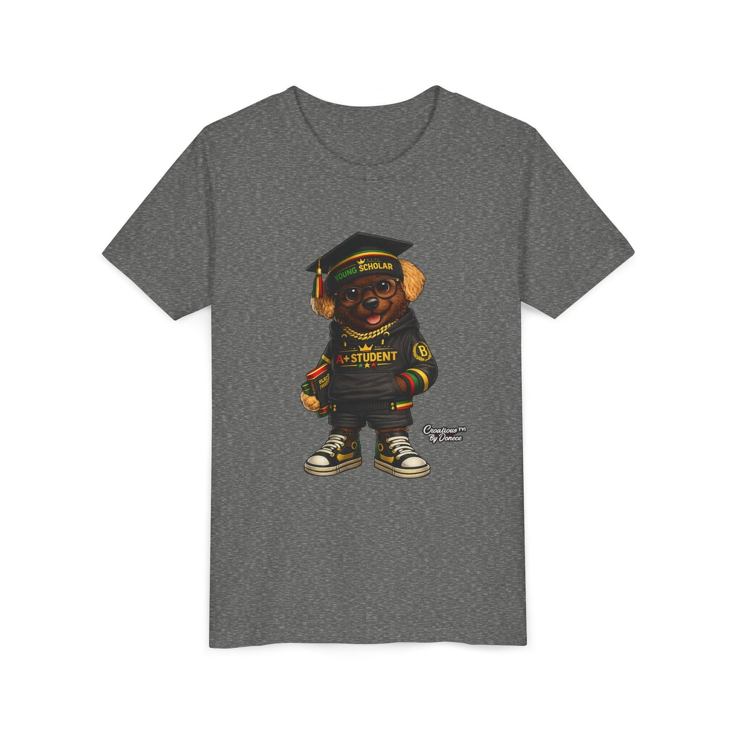 Youth Tee — Scholar Student Bear Graduation Graphic