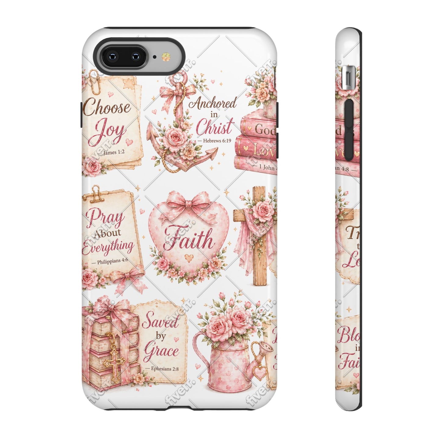 Faith Floral Phone Case – Christian Inspirational Scripture iPhone Cover (Choose Joy, Pray, Faith)