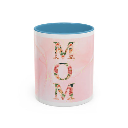 Mom Floral Accent Coffee Mug – Pink Rose Mother's Day Gift (11/15 oz)