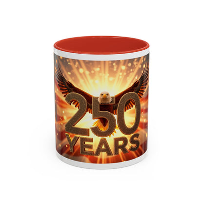 250 Years Commemorative Coffee Mug — Patriotic Eagle & American Flag Accent (11/15oz)